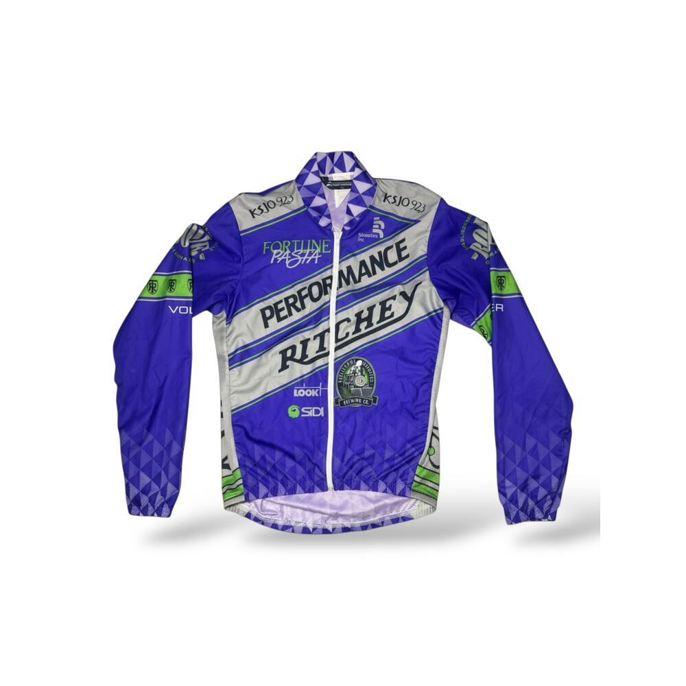 Ritchey Performance Bicycle Cycling Jacket Small Blue Green Full Zip Windbreaker